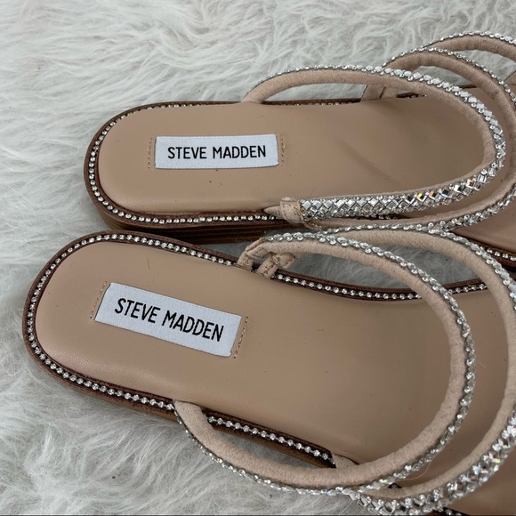 Steve Madden | Shoes | Steve Madden Starie Sandal Glitter Rhinestone Sz 9 Silver Bling | Poshmark
